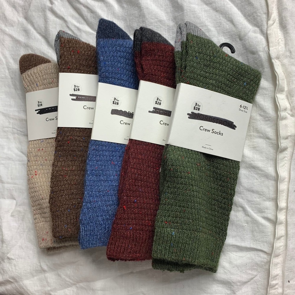 Nordstrom 5 Pack Mens Wool Blend Crew Socks Warm Casual Outdoor Socks‎ 6-12.5